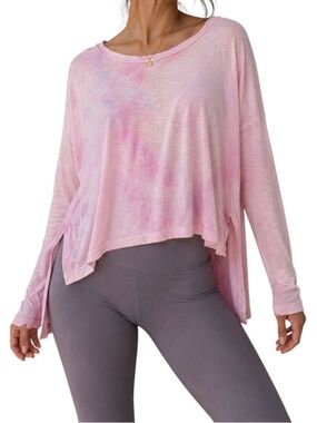 Vintage Hard Tail Forever Oversized Tie Dye Yoga Top Pink Open Side XS